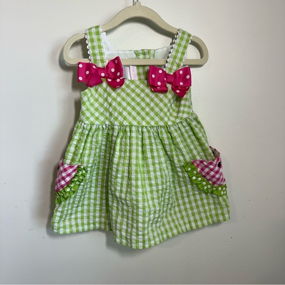 Bonnie Baby Other - Bonnie Baby Green and Pink Seersucker Watermelon Girls Sundress Sz 24 M
